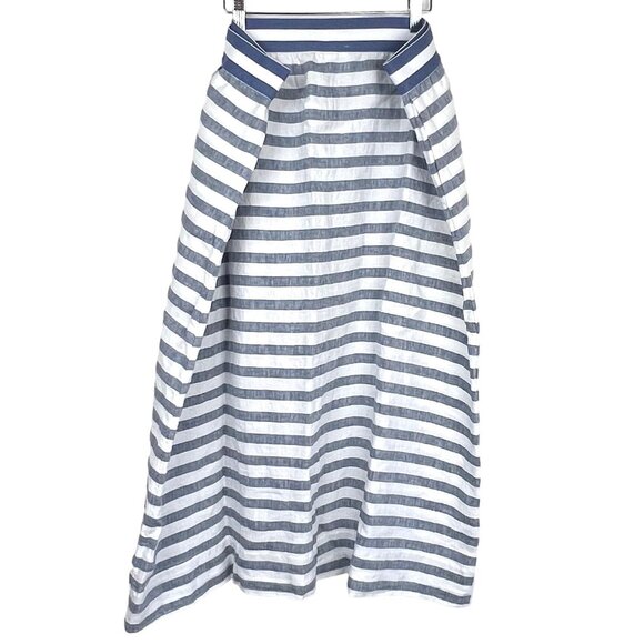 J. Jill Love Linen Womens Blue & White Striped Maxi Skirt Side Button Size 3X - Picture 3 of 14